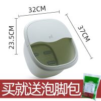 橄榄绿加厚带盖送足浴粉+提手+按摩轮|泡脚桶过小腿深桶非折叠式足浴桶按摩泡脚桶家用泡脚盆塑料洗脚桶