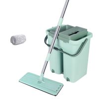 升级加粗加厚[大号桶] 洗涤桶+拖把+共8布[赠刮刀]|刮刮乐拖把家用一拖净吸水干湿两用懒人免手洗托地大号墩布平板桶