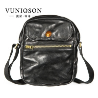 VUNIQSON品牌新款单肩包男随身复古休闲背包青年潮头层牛皮斜挎包（保养1-5天发货）