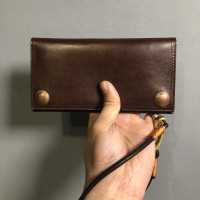 VUNIQSON品牌钱包男头层牛皮长款钱链潮日系复古财布钱夹 咖啡色(保养1-5天发货)