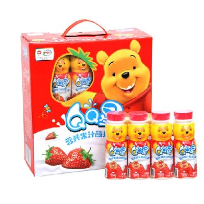 伊利QQ星营养果汁酸奶饮品草莓味200ml*16