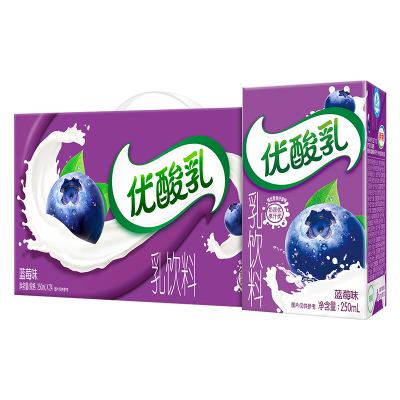 伊利 优酸乳 无菌砖蓝莓味250mL*24盒（礼盒装） 营养成人学生早餐奶