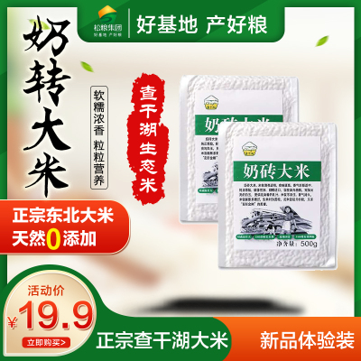 查干湖奶砖大米东北大米孕妇儿童老人营养米新米 500g*2真空袋装