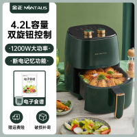 金正(NiNTAUS))家用空气炸锅多功能大容量智能无油烤箱全自动炸锅机_绿色旋钮款4.2L