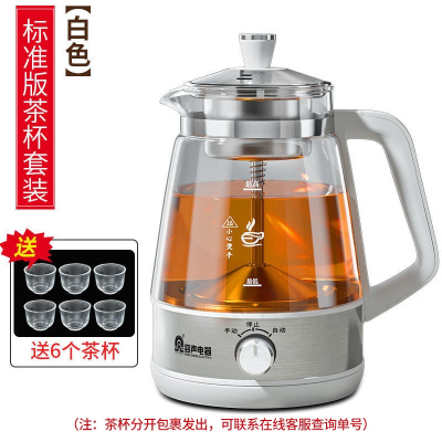 容声(Ronshen)黑茶煮茶器全自动蒸汽煮茶壶家用加厚玻璃小型保温茶具电热壶 白色6个茶杯