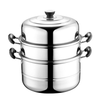 如华福禄不锈钢大蒸锅三层加厚家用蒸笼蒸格特厚汤锅火锅双层煤气炉电磁炉_三层加厚_30cm