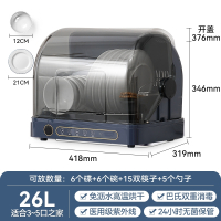消毒柜家用小型台式餐具消毒机碗碟烘干免沥水紫外线消毒碗柜_26升复古蓝旗舰款巴氏消毒(sf5)
