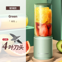 荣事达(Royalstar)榨汁机家用小型便携式榨汁杯炸汁随手无线充电式运动果汁杯_蓝色玻璃款4叶刀
