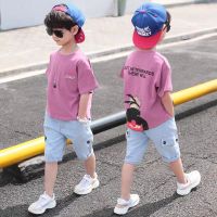 男童套装夏季中大童2020新款儿童运动韩版帅气短袖两件套牛仔裤潮