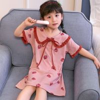 睡衣女童睡裙夏季公主风短袖精梳棉小女孩韩版中大儿童家居服睡裙