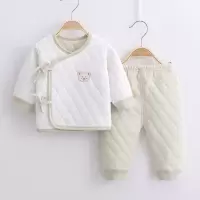 新生儿保暖套装0-3月宝宝开裆二件套彩棉薄棉系带和尚服内衣纯棉