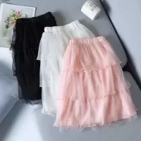 母女装长裙女童春夏季半身裙中大童网纱半身蓬蓬裙小童蛋糕长裙