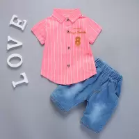 男童夏季衬衫短袖套装2019新款婴儿童转男宝宝夏装小男孩帅气衣服