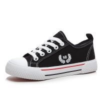 儿童帆布鞋低帮童鞋春秋款系带小男童女童板鞋宝宝白色大童球鞋潮