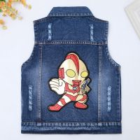儿童牛仔马甲男女童马夹春秋宝宝坎肩外套345678岁卡通小猪佩奇新