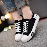 儿童休闲透气黑白帆布鞋低帮童鞋春秋系带小男童女童板鞋大童球鞋