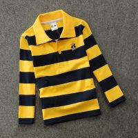 2018秋季新款儿童长袖 中大童翻领条纹上衣纯棉衫男童打底衫
