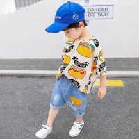 [桖+牛仔裤]儿童男童夏装套装男孩短袖夏季两件套宝宝韩版潮衣