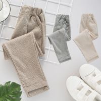 女童裤子春秋款儿童洋气毛呢长裤女孩休闲裤外穿加厚加绒/不加绒