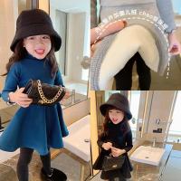 加绒加厚女童连衣裙冬季保暖婴儿绒儿童木耳边太阳裙洋气宝宝裙子