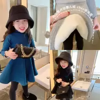 加绒加厚女童连衣裙冬季保暖婴儿绒儿童木耳边太阳裙洋气宝宝裙子