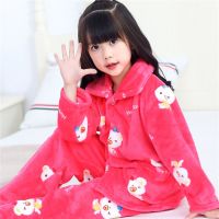 儿童法兰绒睡衣秋冬季长袖珊瑚绒加厚款女童男孩小孩宝宝家居服