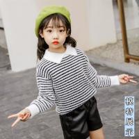 女童毛衣水貂绒2020新款保暖秋季儿童洋气打底衫宝宝翻领外套上衣