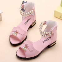 女童凉鞋儿童凉鞋2020中大童公主鞋蝴蝶结小女孩罗马鞋珍珠宝宝鞋