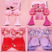 国风礼盒装儿童发夹小孩女童毛球流苏穗公主复古可爱唐装格格发卡