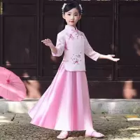 民国风童装小姐装女学生装校服套装古筝演出服大童中国风女童古装