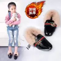 2020秋冬新款韩版女童棉鞋加绒公主鞋儿童棉鞋豆豆鞋潮宝宝毛毛鞋