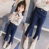 女童牛仔裤2020秋装新款韩版儿童女宝宝春秋款裤子喇叭裤牛仔长裤