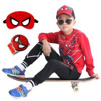 童装男童蜘蛛侠套装帽子秋冬长袖恤超人奥特曼衣服儿童玩具手表