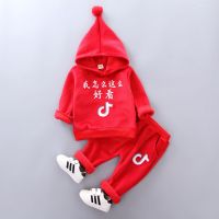 女童金丝绒套装秋冬新款加绒男宝宝休闲卫衣两件套保暖衣1-2-35岁