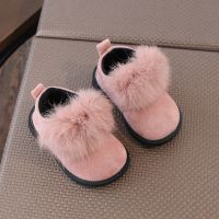 宝宝棉鞋0-1一3岁婴儿学步鞋女冬季加绒保暖棉靴软底防滑毛毛短靴