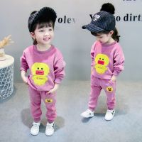 女宝宝秋冬套装1-5岁女童金丝绒加绒加厚套装2小童洋气卫衣两件套