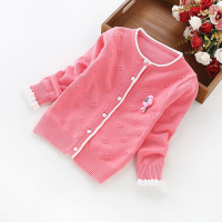 2020童装新品女童春装棉开衫女童外套上衣中大童套衫纯色百搭毛衣