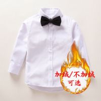 [加绒加厚]儿童白衬衫男童长袖白色衬衣纯棉中大童小学生校服冬