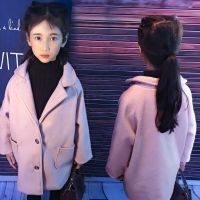 秋季冬款男女童呢大衣呢子上衣弹力儿童风衣可爱韩版女宝宝外套