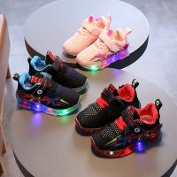 儿童春秋蜘蛛侠亮灯运动鞋男女童软底防滑时尚发光跑步鞋宝宝鞋潮H9