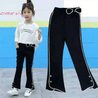 女童春秋喇叭裤黑色女孩夏季薄款休闲裤中大童外穿长裤洋气公主裤S0