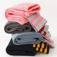 女童加绒打底裤秋冬中大童加厚保暖裤女孩一体绒时尚撞色外穿绒裤O6