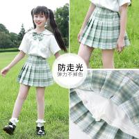 女童短裙大童夏天制服格子半身裙儿童女孩裙子学院风百褶裙12岁S7