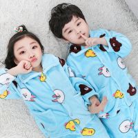 儿童法兰绒睡衣秋冬中大童男孩加厚冬季女孩宝宝男童珊瑚绒家居服T5