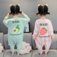 儿童连体睡衣男女宝宝连体衣春秋纯棉婴儿睡袋分腿防踢被家居服N7