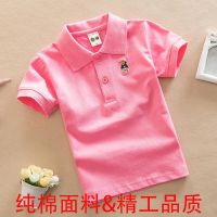 男童女童长袖短袖衫宝宝纯棉翻领恤纯白色儿童演出服 有领