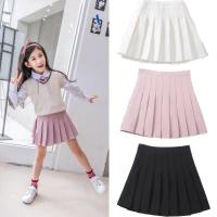 网红百搭女童百褶裙防走光儿童半身裙卡其色学生校服黑色短裙大童