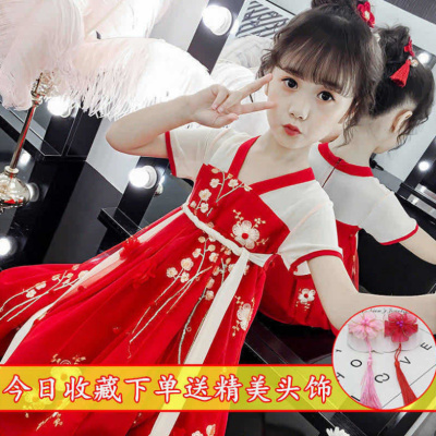 女童连衣裙夏装2020新款儿童汉服中国风洋气雪纺裙子夏季女孩古装