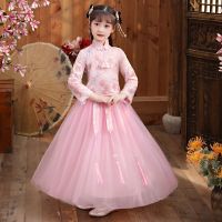 儿童汉服女超仙中国风古装女童冬款民国小女孩旗袍唐装古筝礼服冬V9