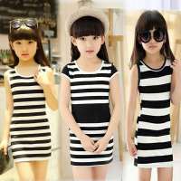 女童连衣裙纯棉背心裙夏装公主裙儿童夏季中大童条纹包臀裙G7